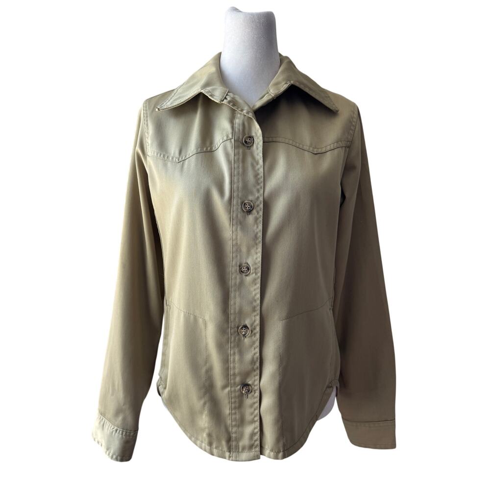 Vintage ‘70s Mushroom Khaki Brown Button Front Collared Long Sleeve Work Shirt